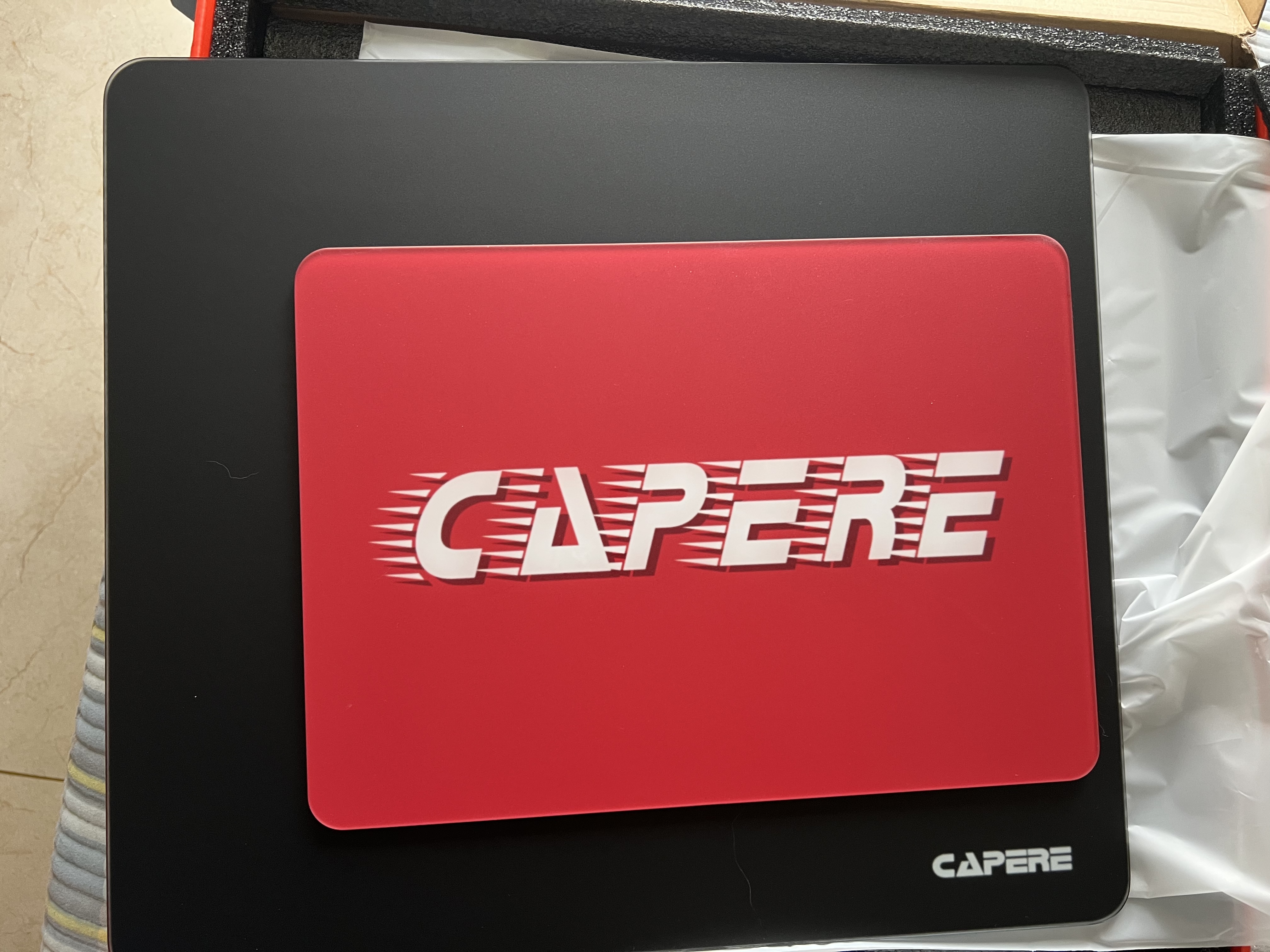 CAPERE(铠雷)防水全钢化微蚀刻玻璃鼠标垫游戏垫防滑PU底电竞 星弦【中等型】玻璃垫/星耀黑450x400mm 实拍图