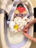 babycare婴儿洗澡盆坐浴盆洗澡神器可折叠浴盆游泳洗澡桶浴盆+浴垫 冰川蓝 实拍图