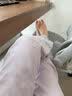 MUJI 女式 无侧缝 双层纱织 长袖睡衣家居服套装纯棉 七夕情人节礼物 薰衣草色条纹 XL 上装165/92A 下装165/74A 实拍图