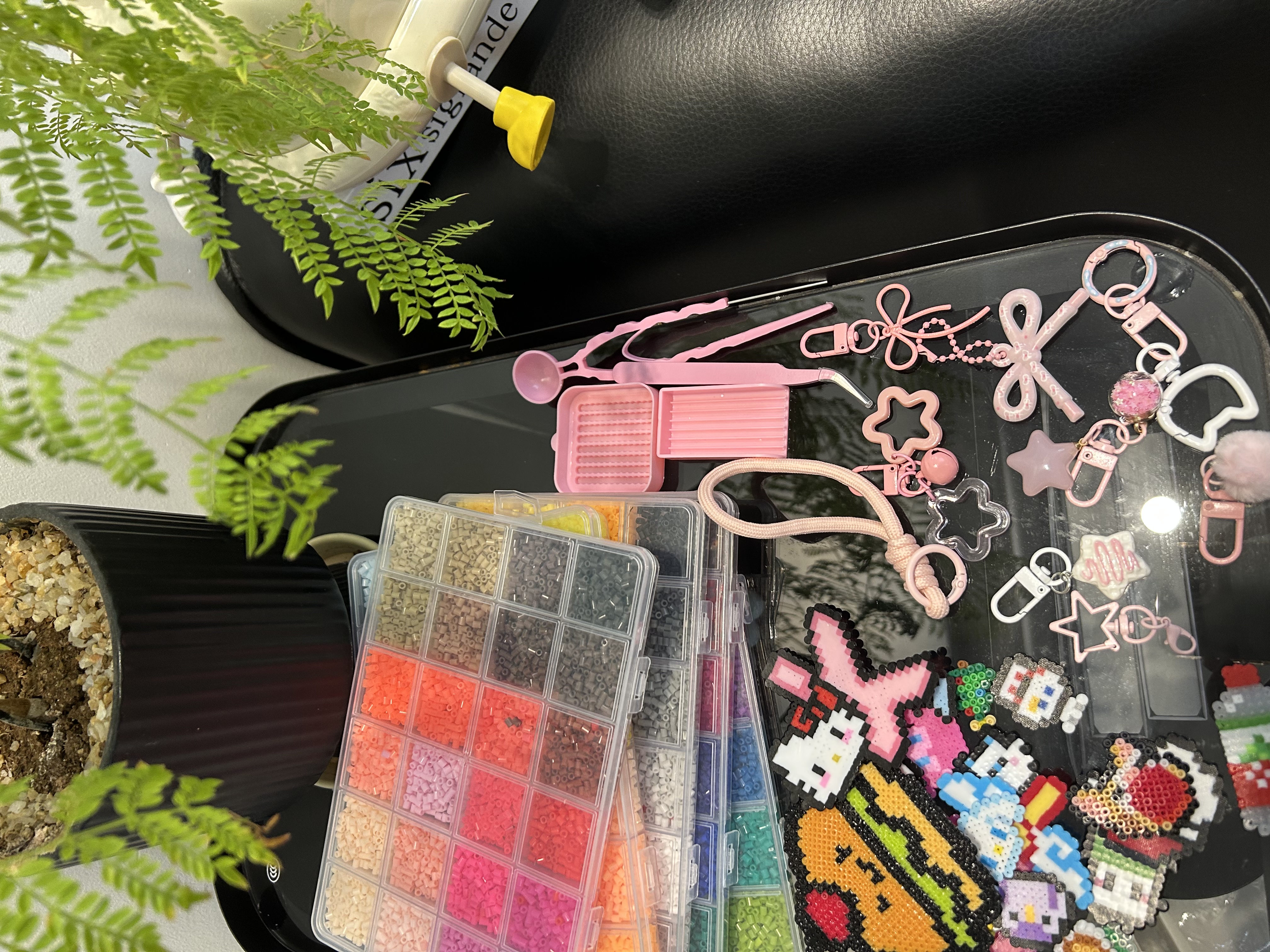 AMOR HOUR【10个】拼豆钥匙扣diy套装工具挂件粉色系随机半成品手工配件材料包钥匙扣环扣包挂手机挂绳链子 实拍图