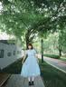 茵曼（INMAN）【苎麻】透气抗皱娃娃领连衣裙2026夏季女装度假风裙子 浅蓝色 S 实拍图