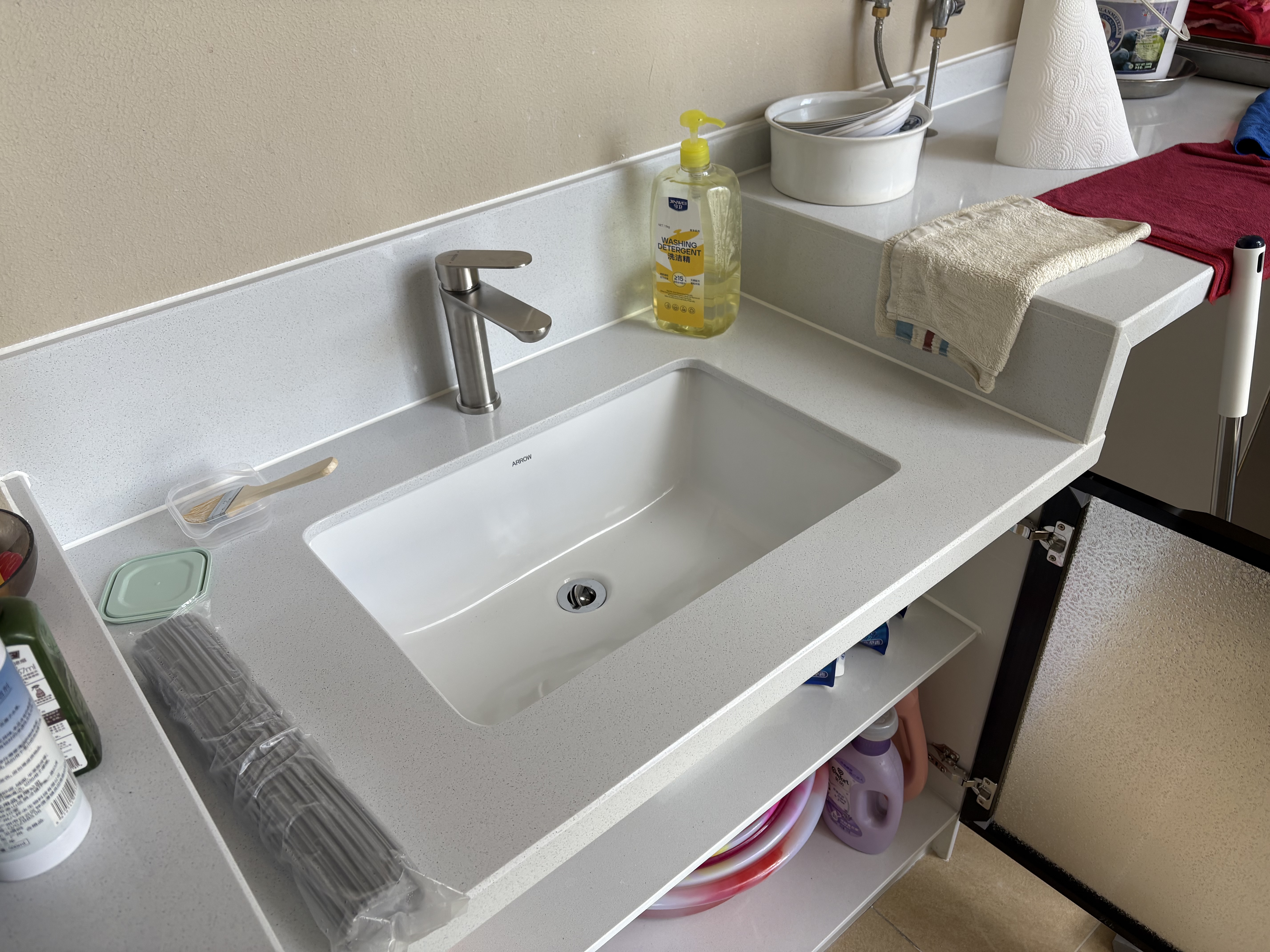 箭牌方形台下盆洗脸盆洗手盆家用陶瓷盆单盆卫生间嵌入式面盆阳台台盆 24寸平底方盆62*42cm配龙头套餐 实拍图