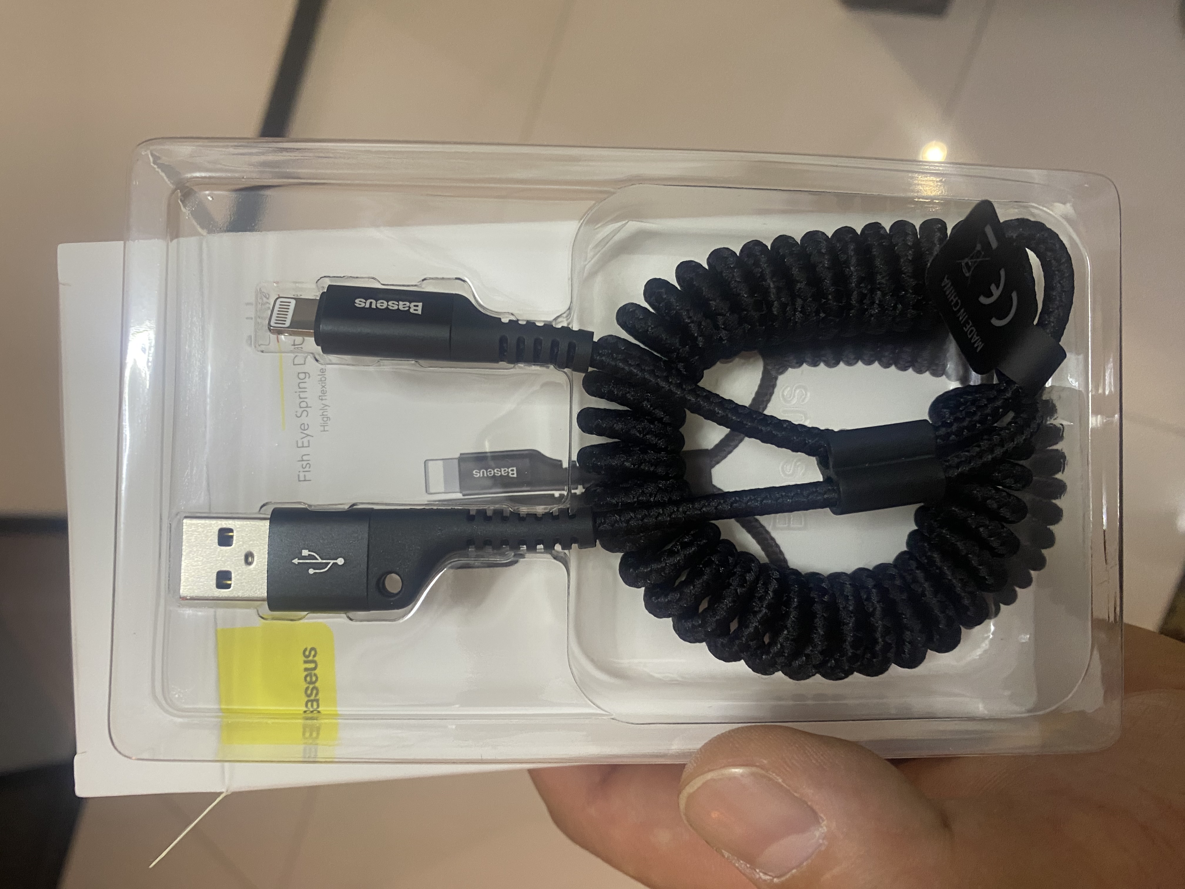 倍思 苹果数据线 弹簧伸缩车载手机充电线 便携车充 适用iphone14/13/12/11/8Plus/X/iPad/Air/Pro1米 实拍图