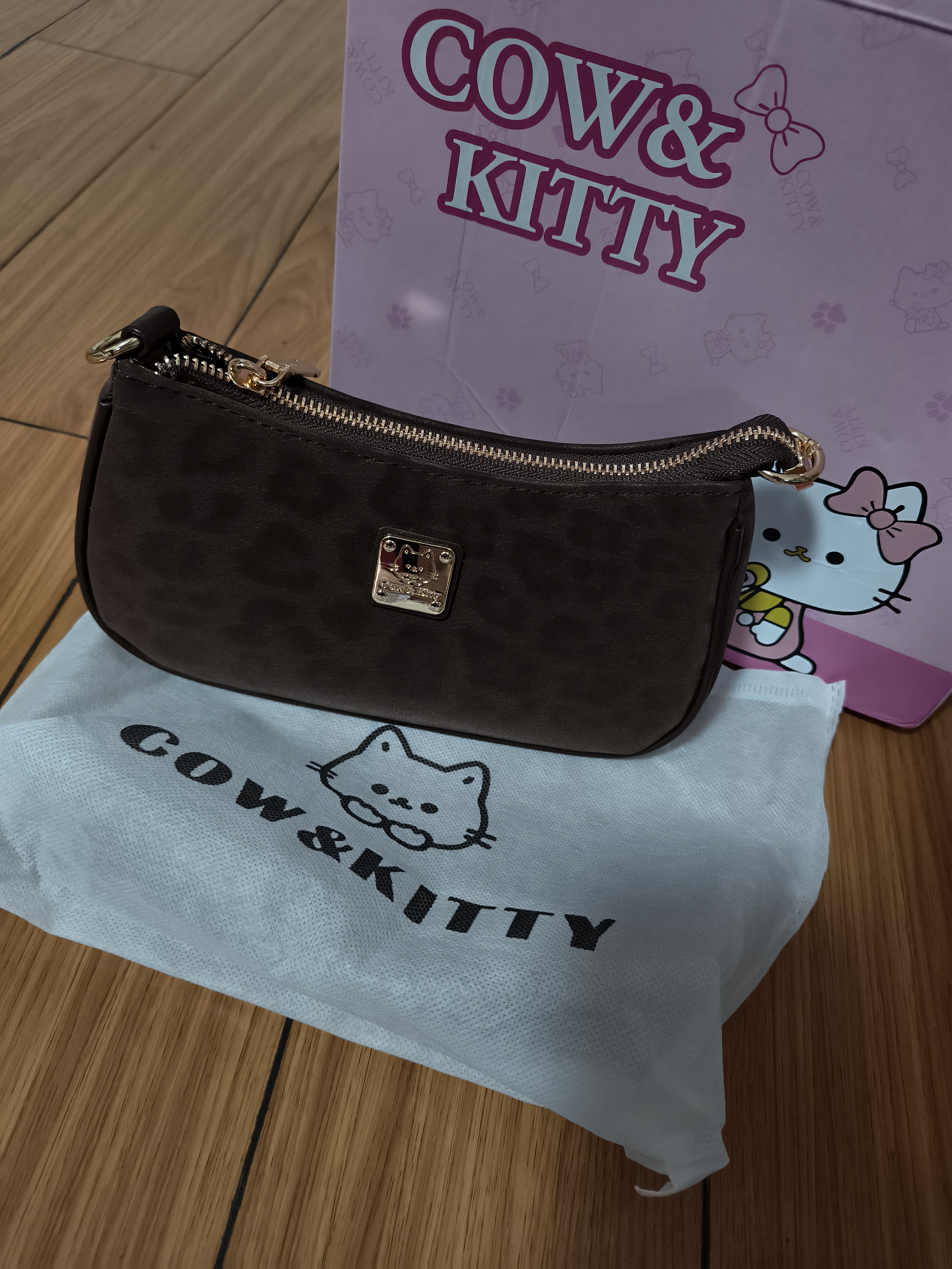COW&KITTY送礼包包礼物甜美可爱高颜值单肩包通勤上课腋下包手提包女轻便 褐色【赠挂件+礼盒】 实拍图