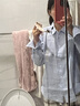 MUJI 女式 汉麻水洗衬衫领长袖衬衫女士女装衬衣外套内搭上衣26年春夏 萨克森蓝条纹 S （155/80A） 实拍图