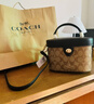 蔻驰coach女包奥莱款盒子包RAINER系列单肩手提斜挎经典老花送女友 CEO23IMXHE焦糖色 实拍图
