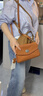 裘真信封包女链条斜挎单肩包休闲复古小包植鞣头层牛皮包包 焦糖色-中号 实拍图