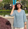 福玛玛【时尚绣花纯棉T恤+裤子套装】2026夏中老年两件套套装妈妈衣服 实拍图