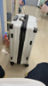 欧遥高颜值铝框行李箱可坐人男女学生潮流大容量拉杆箱加厚密码旅行箱 白色【铆钉加固铝合金款】 24英寸 【商务出差，轻便顺滑】 实拍图