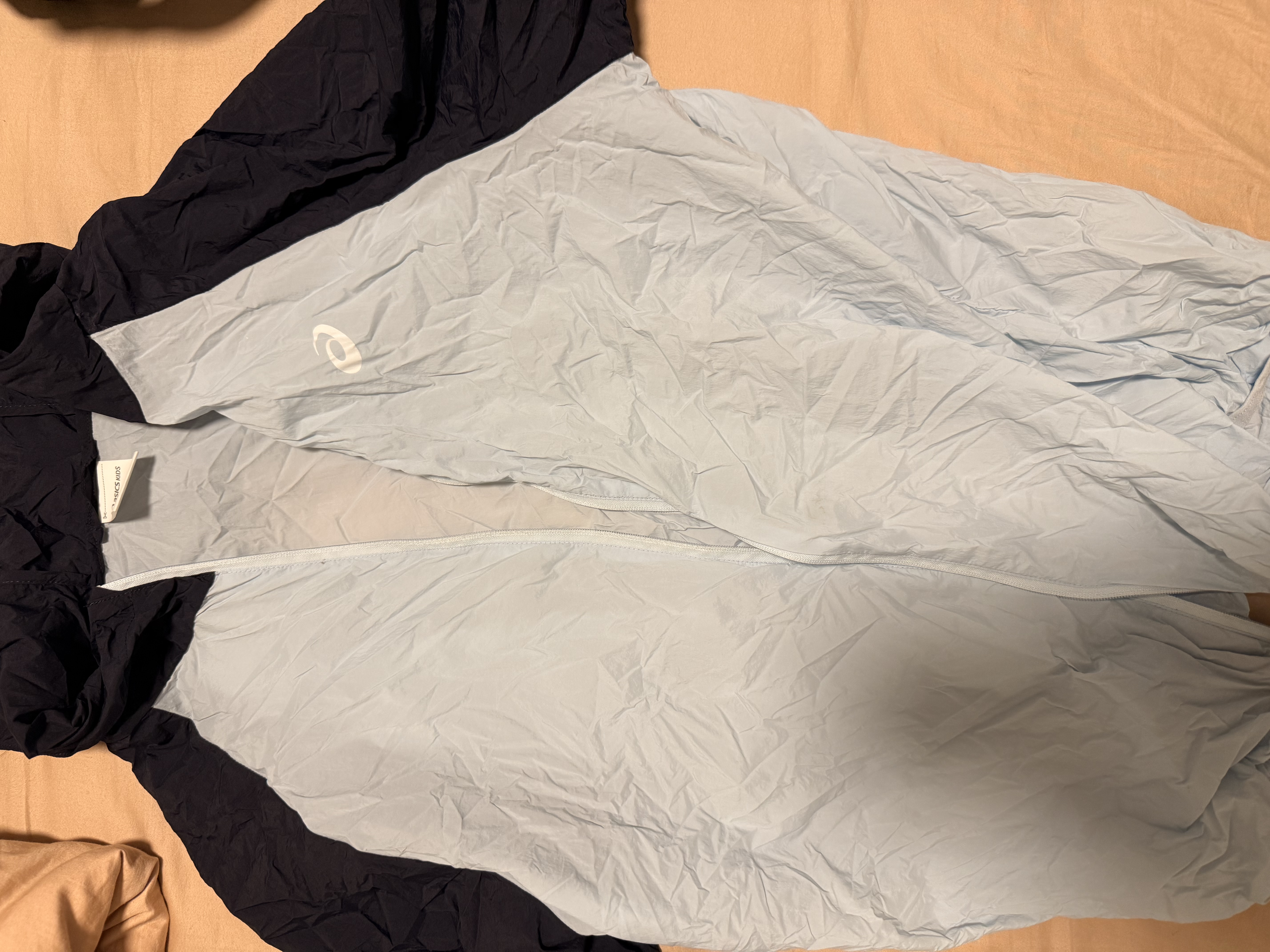 亚瑟士（asics）男女儿童26年夏季UPF50+轻量凉感防晒衣透气冰蝉翼梭织防晒衣外套 5003藏青色 160 实拍图