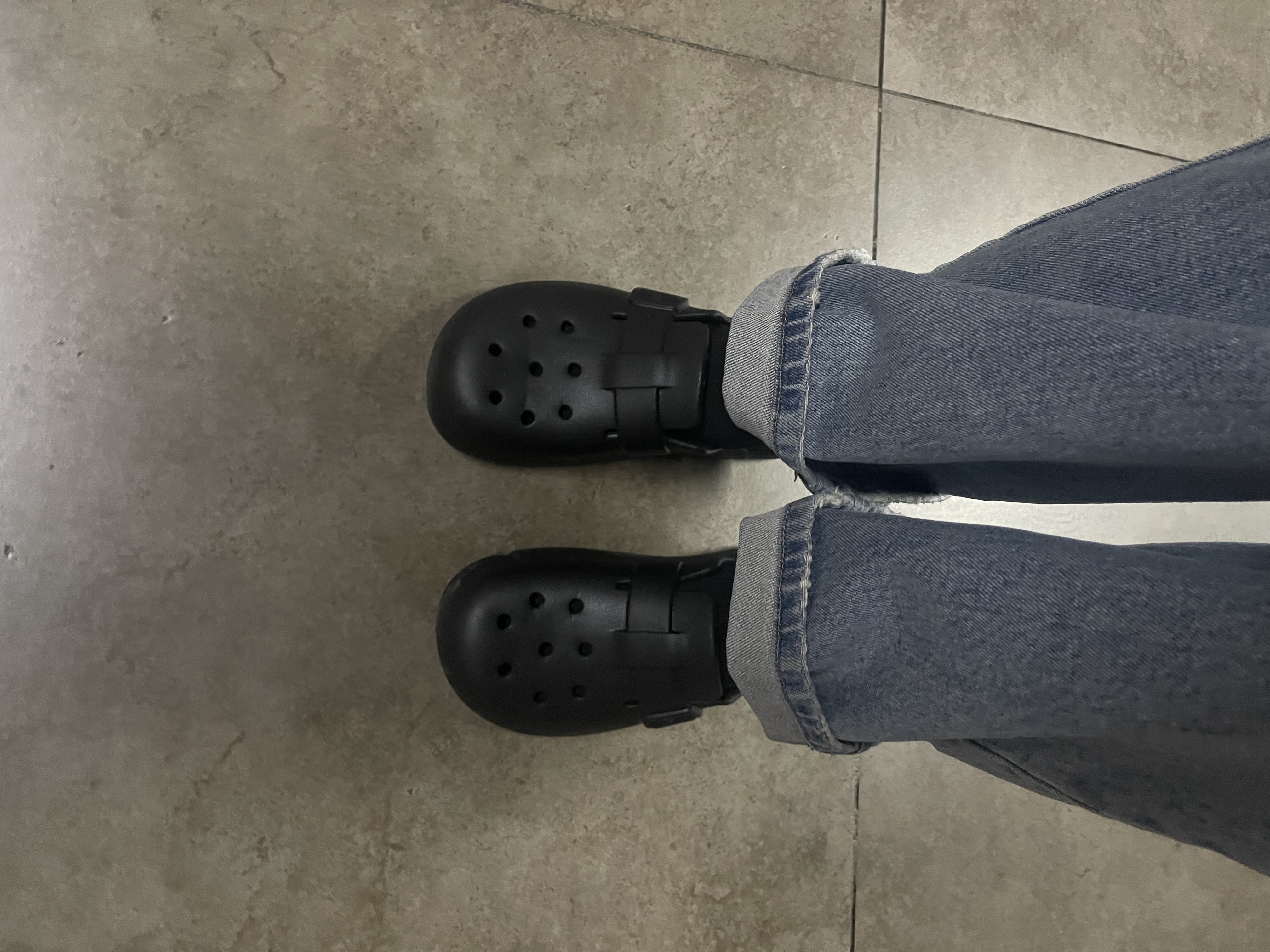 朴西厚底包头半拖女士夏外穿洞洞鞋 珍珠黑  39-40 实拍图