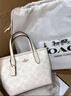 蔻驰（COACH） 女包奢侈品CITY迷你托特包女士斜挎手提包情人节520送女友礼物 沙黄色配白色CW032IMXDM 实拍图