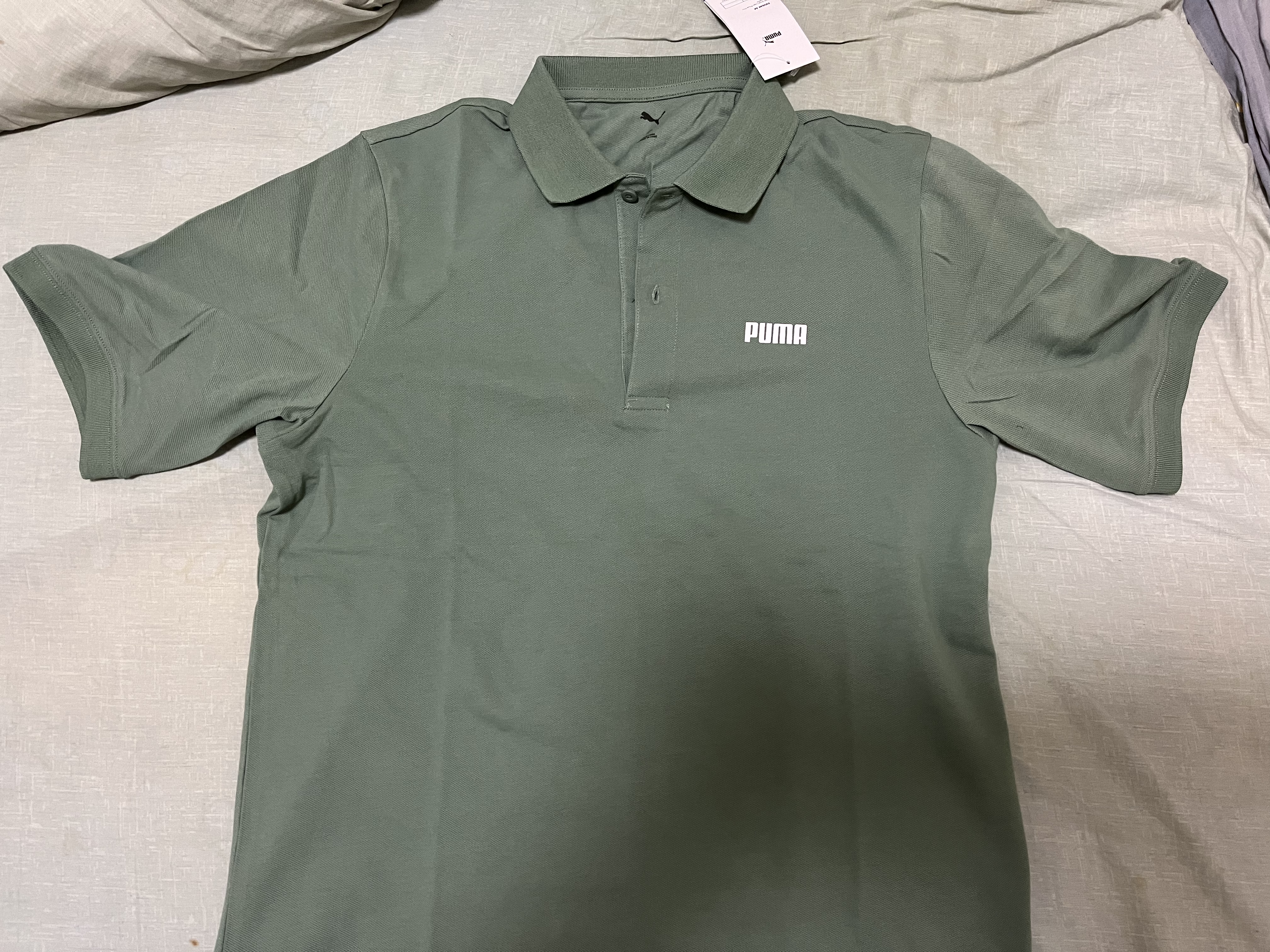 彪马（PUMA）商务黑色运动短袖T恤POLO衫男女夏季翻领上衣 690644 浅绿灰-44 L (180/100A) 实拍图