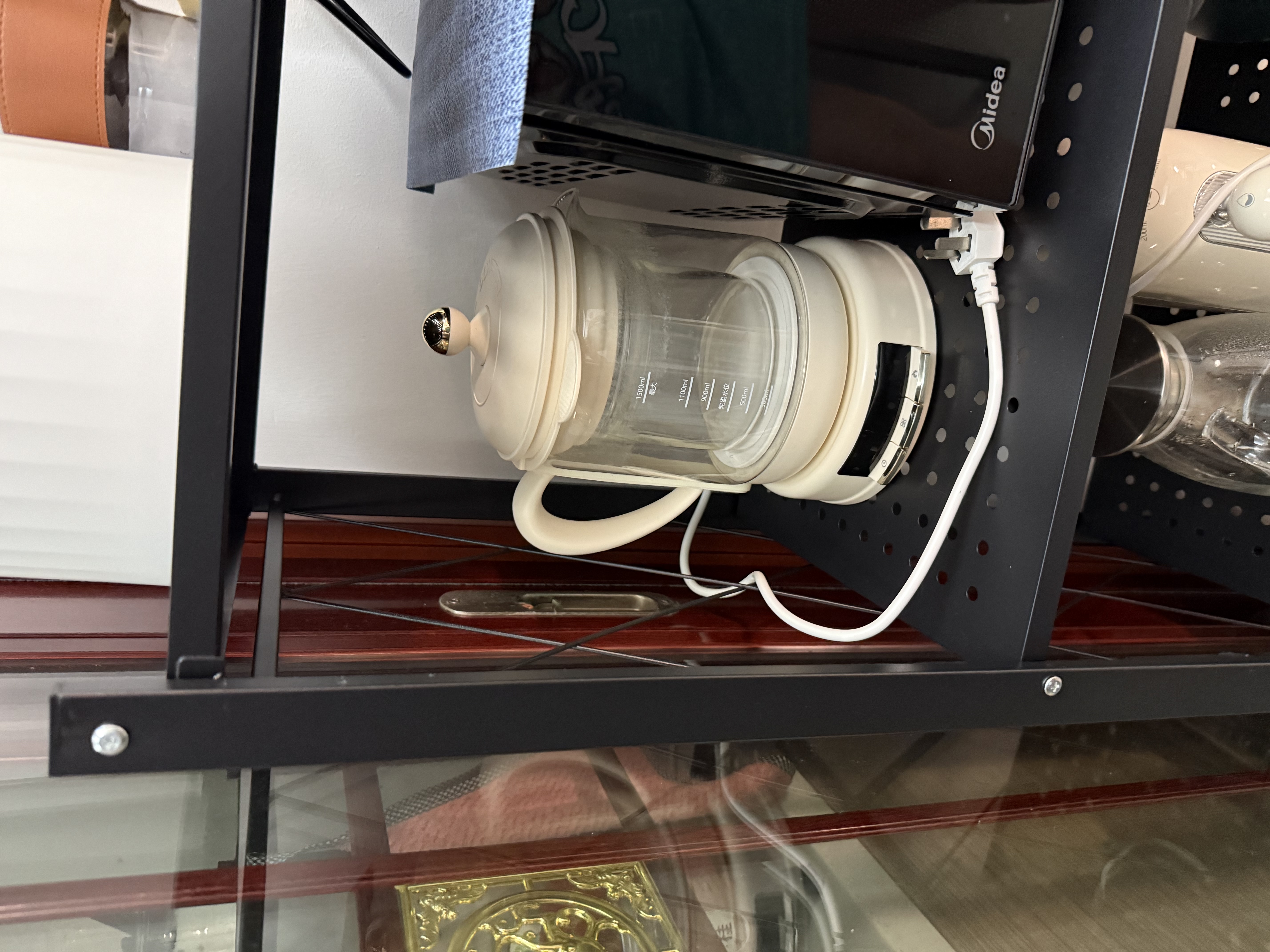 全品屋厨房置物架落地免安装折叠置物架多层烤箱架放锅架微波炉收纳架 免安装黑色加粗4层71*34*125cm 实拍图