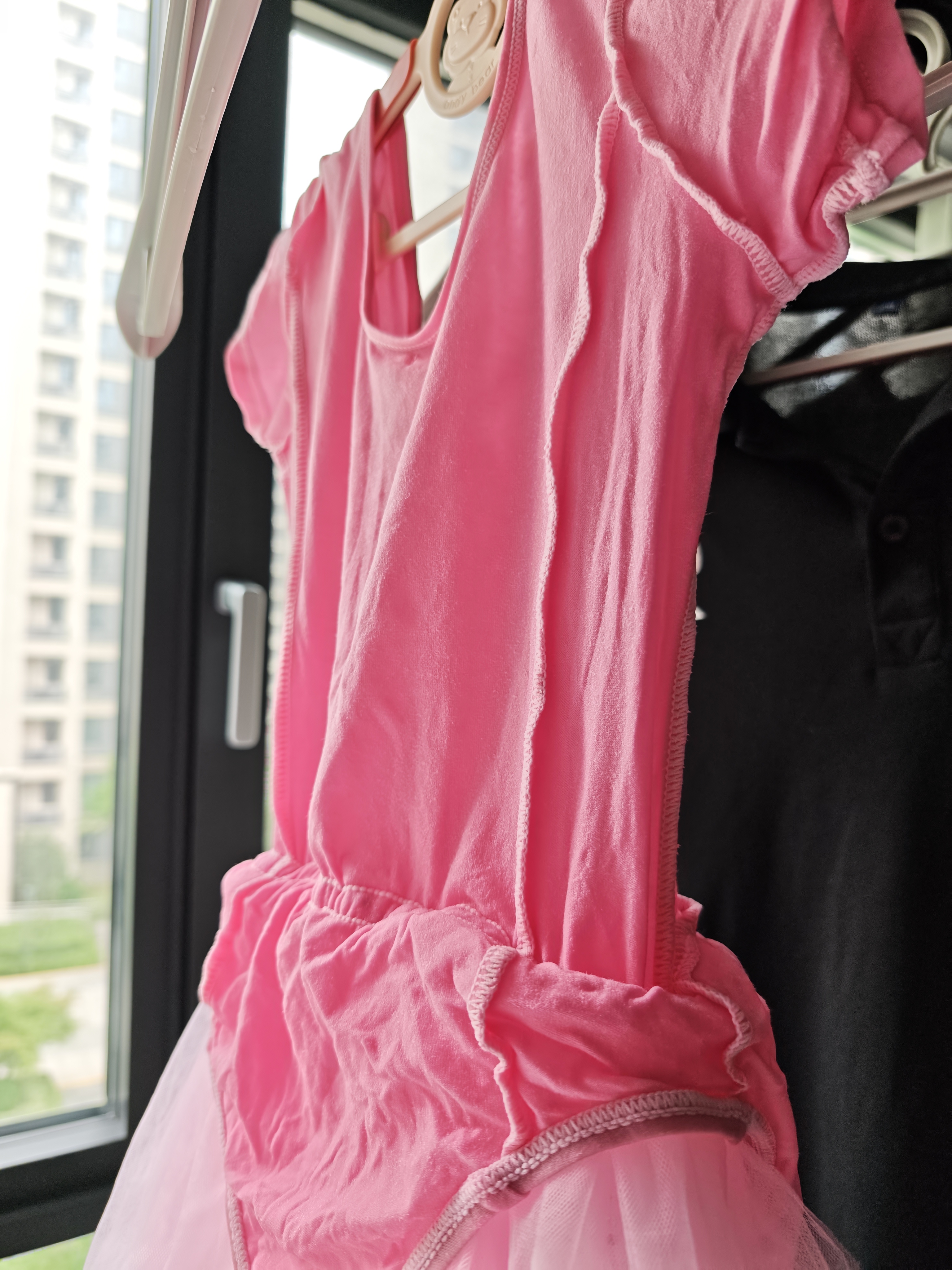 艾舞戈儿童舞蹈服女童夏季中国舞粉色公主蓬蓬纱裙芭蕾连体练功服 120码 实拍图