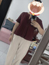 优衣库麻混纺半开领衬衫/短袖女装衬衣487477 38 深褐色 S 实拍图