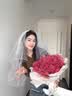 饰界花头纱领证结婚道具求婚布置生日礼物新娘头饰发饰拍照表白道具 蝴蝶结珍珠头纱 实拍图