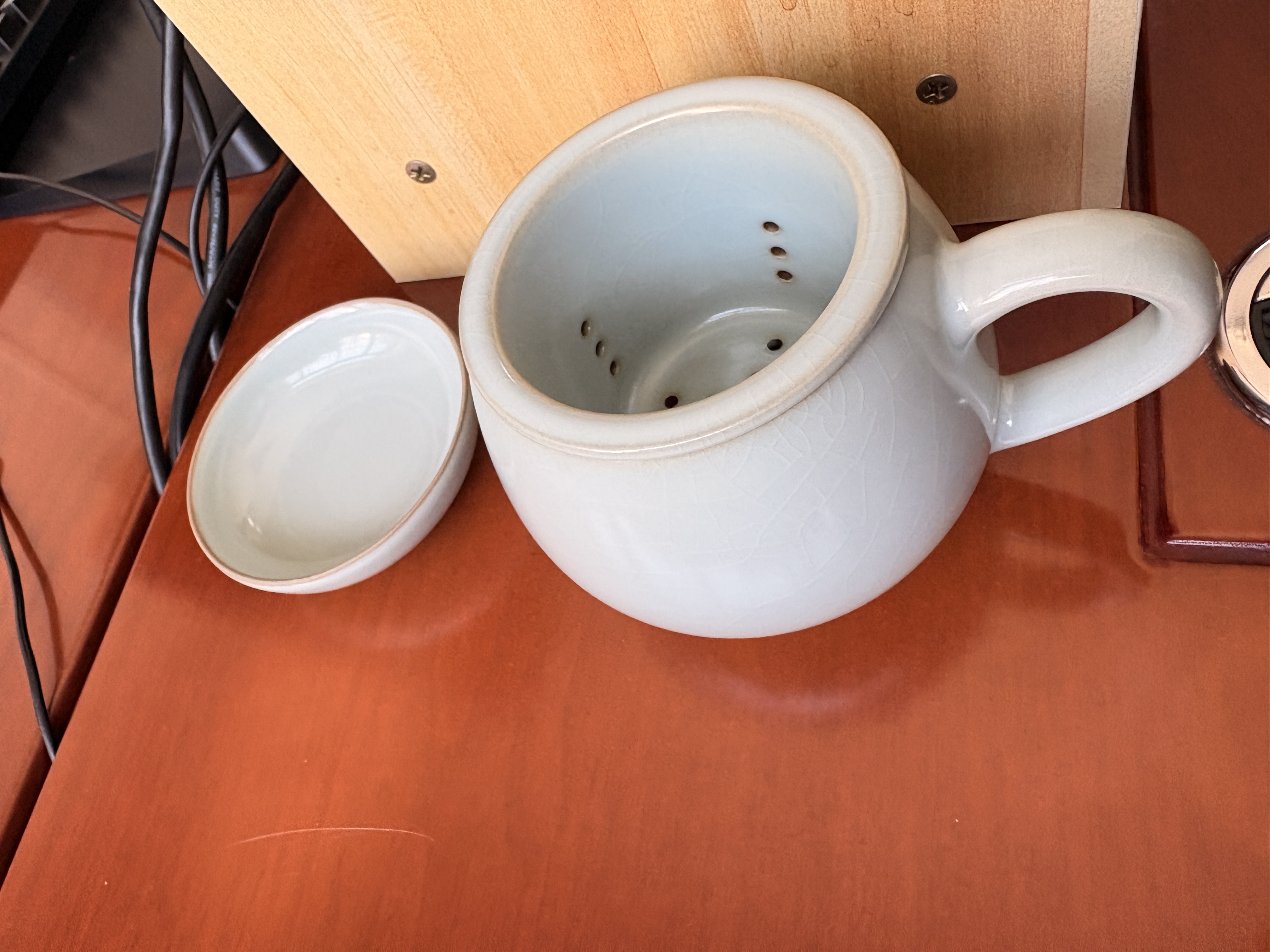 雅瓷汝窑陶瓷茶杯带盖过滤茶水分离会议办公杯礼盒装同心杯 实拍图