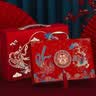 轻銮（QINGLUAN）彩礼盒结婚聘礼盒订婚礼金盒装10万现金彩礼箱婚礼提亲彩礼钱盒子 锦绣龙凤 中号可装6-12万 三件套 金葱金把礼金箱 实拍图
