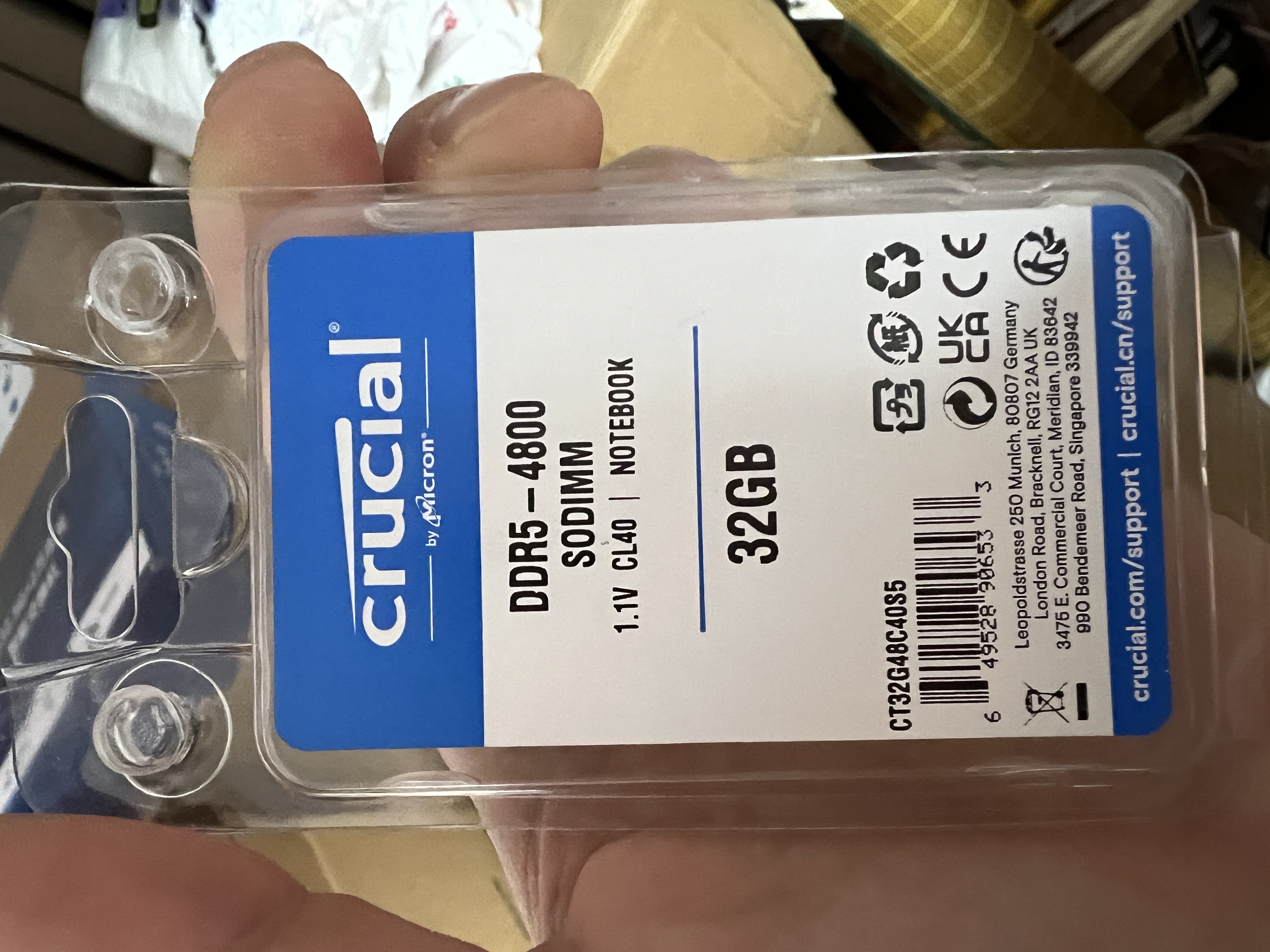 英睿达（crucial）32GB DDR5 4800 笔记本内存条 美光（原镁光）原厂颗粒 AI电脑配件 实拍图