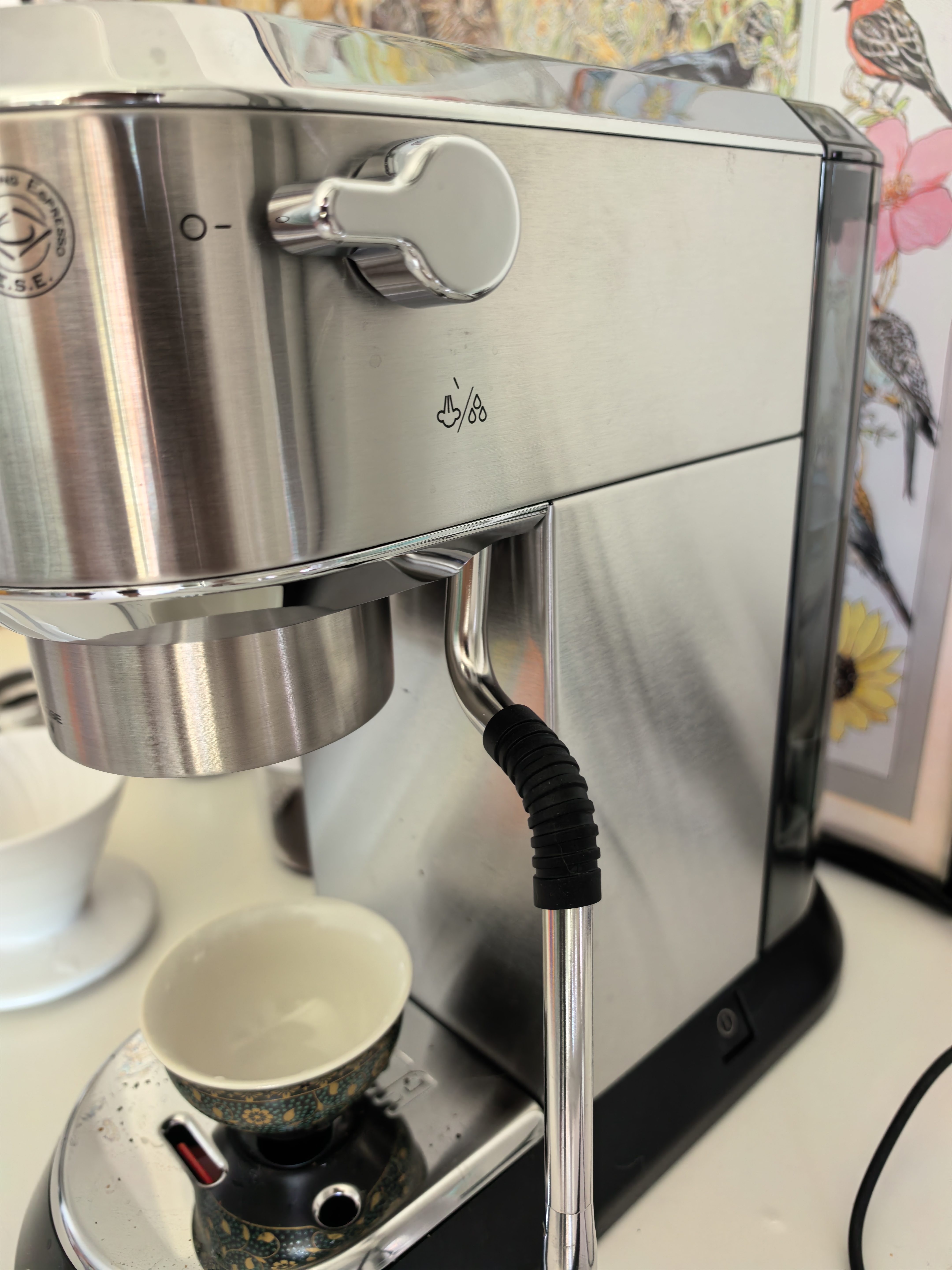 德龙（Delonghi）咖啡机 半自动咖啡机 小型家用意式浓缩15Bar泵压式 不锈钢手动打奶泡EC885.M EX:4 星空银礼物 实拍图