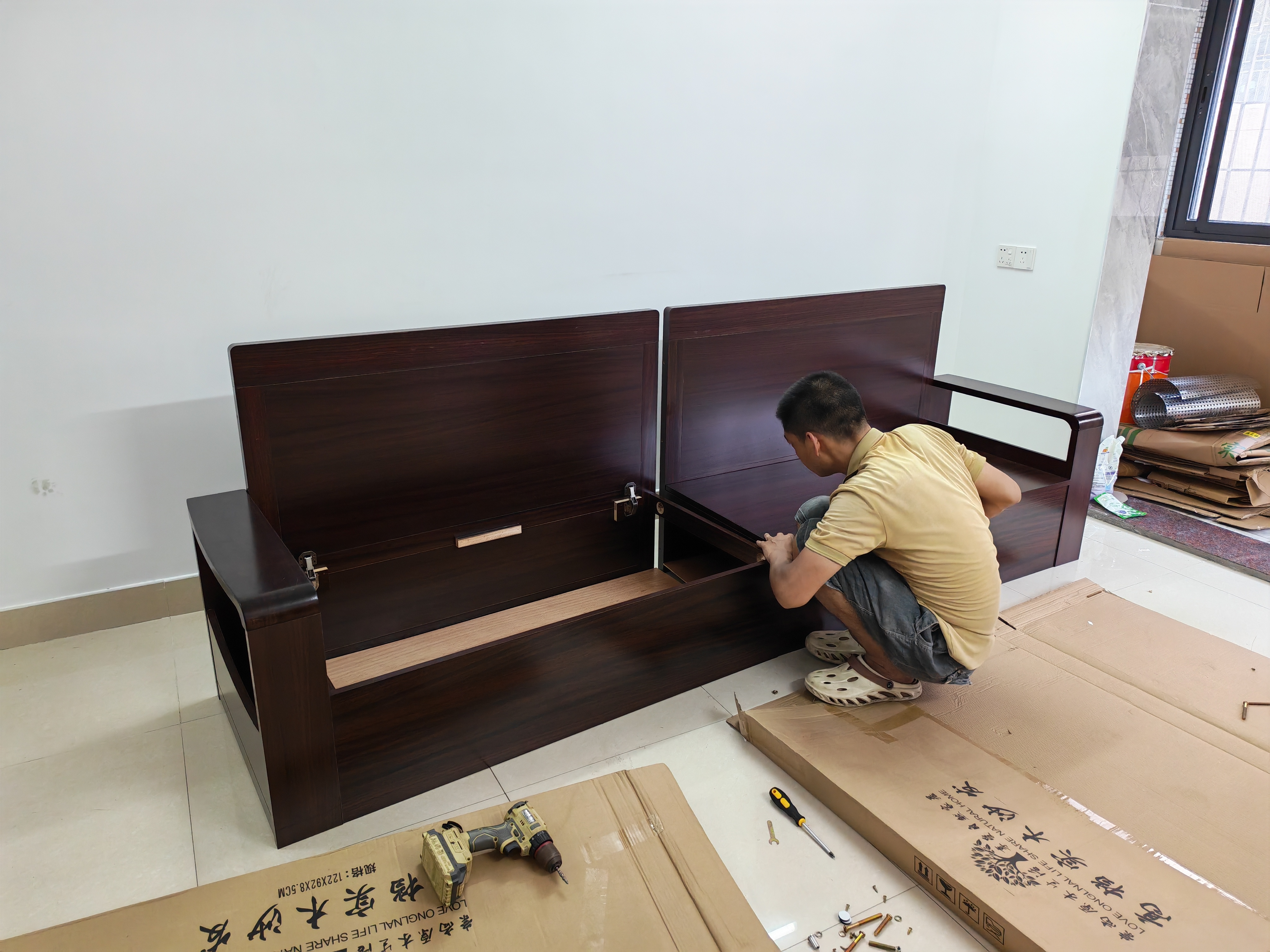 墨宸沙发 实木沙发新中式紫金檀木贵妃转角组合冬夏两用储物客厅家具 四人位+贵妃 定制 【免费升级】科技布坐垫 实拍图