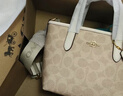 蔻驰（COACH） 女包奢侈品CITY迷你托特包女士斜挎手提包情人节520送女友礼物 沙黄色配白色CW032IMXDM 实拍图