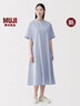 MUJI 女式 凉感 短袖衬衫连衣裙 女装裙子长裙 26年夏季 BC2Q7C6S 萨克森蓝条纹 S （155/80A） 实拍图