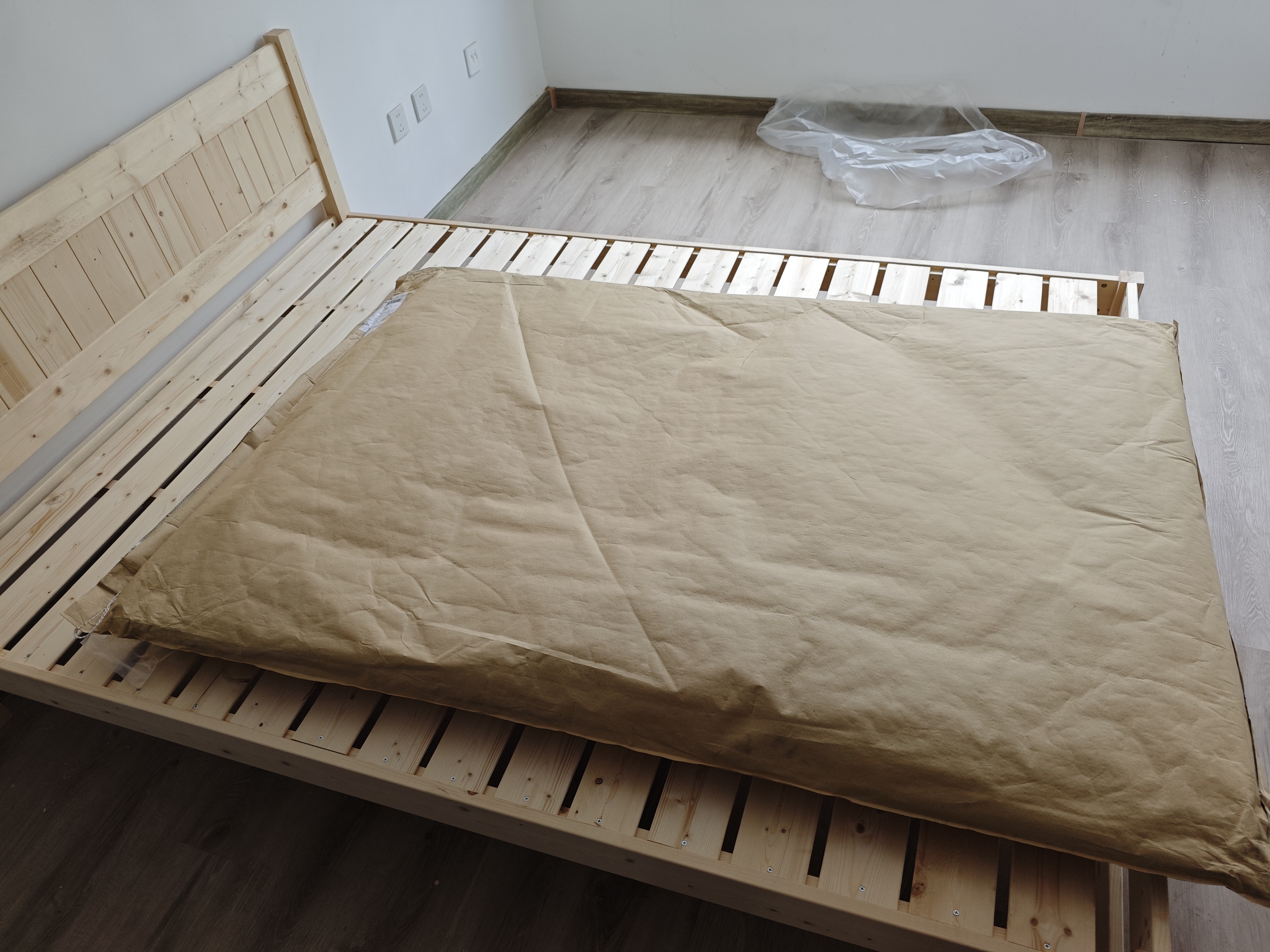 零树 实木床主卧双人床家具【包安装】 1.5m*2m床+5cm椰棕床垫 JY-004 实拍图