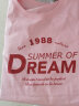 伊芙丽设计感小众短袖女2022年夏季新款粉色ins体恤上衣正肩T恤女库存低 粉色  160/84A/M 实拍图