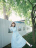 茵曼（INMAN）【苎麻】透气抗皱娃娃领连衣裙2026夏季女装度假风裙子 浅蓝色 S 实拍图