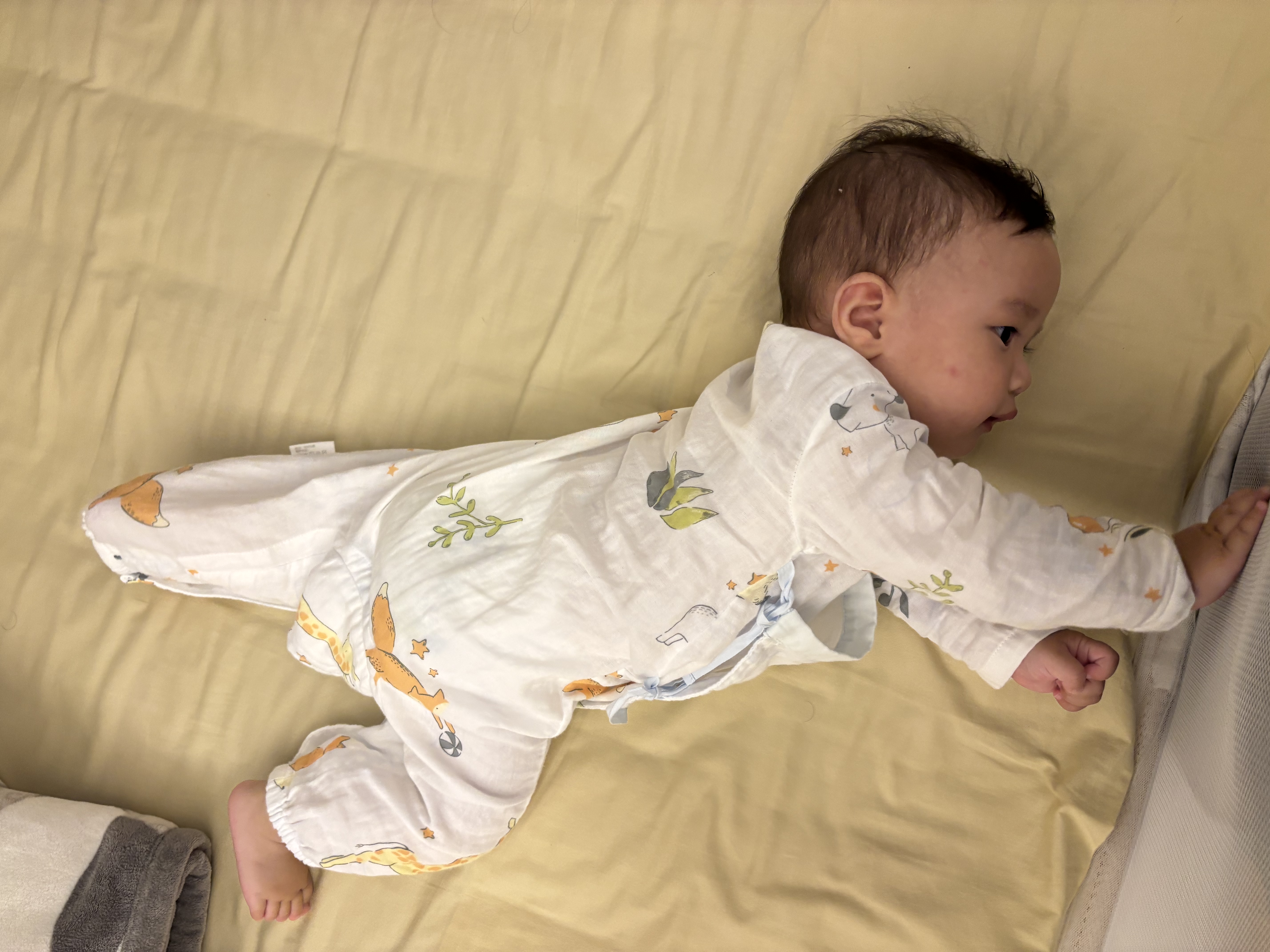 全棉时代婴儿衣服纯棉新生儿连体衣宝宝5A抗菌纱布包屁衣秋季儿童睡衣 实拍图