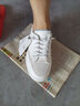 达芙妮（DAPHNE） 厚底小白鞋女春秋季新款透气板鞋子女百搭皮面学生运动休闲鞋女 白灰色-04024（皮面款） 37 实拍图