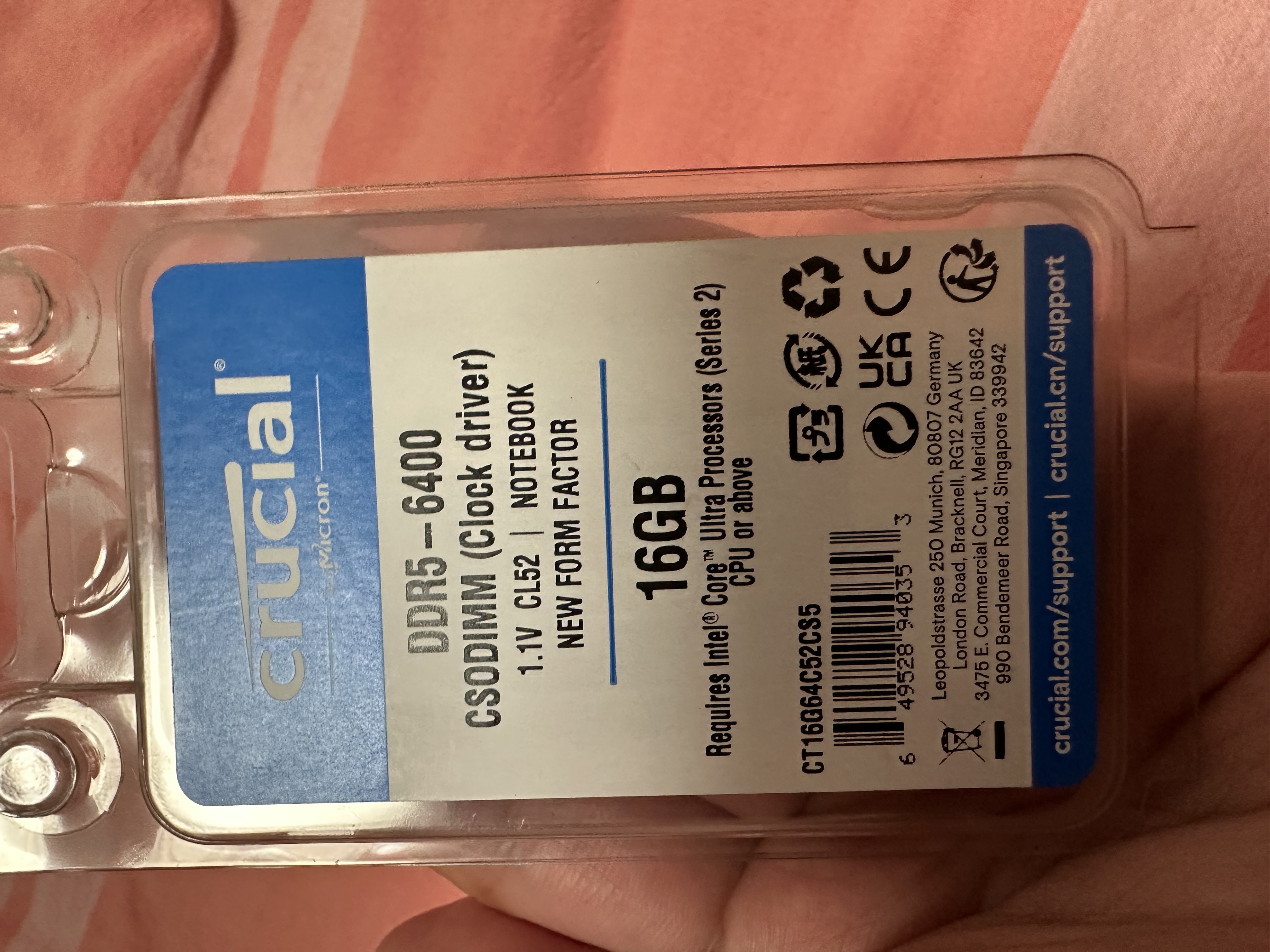 英睿达（crucial）16GB DDR5 6400 CSODIMM 笔记本内存条 美光（原镁光）原厂颗粒 CKD（时钟驱动器）AI电脑配件 实拍图