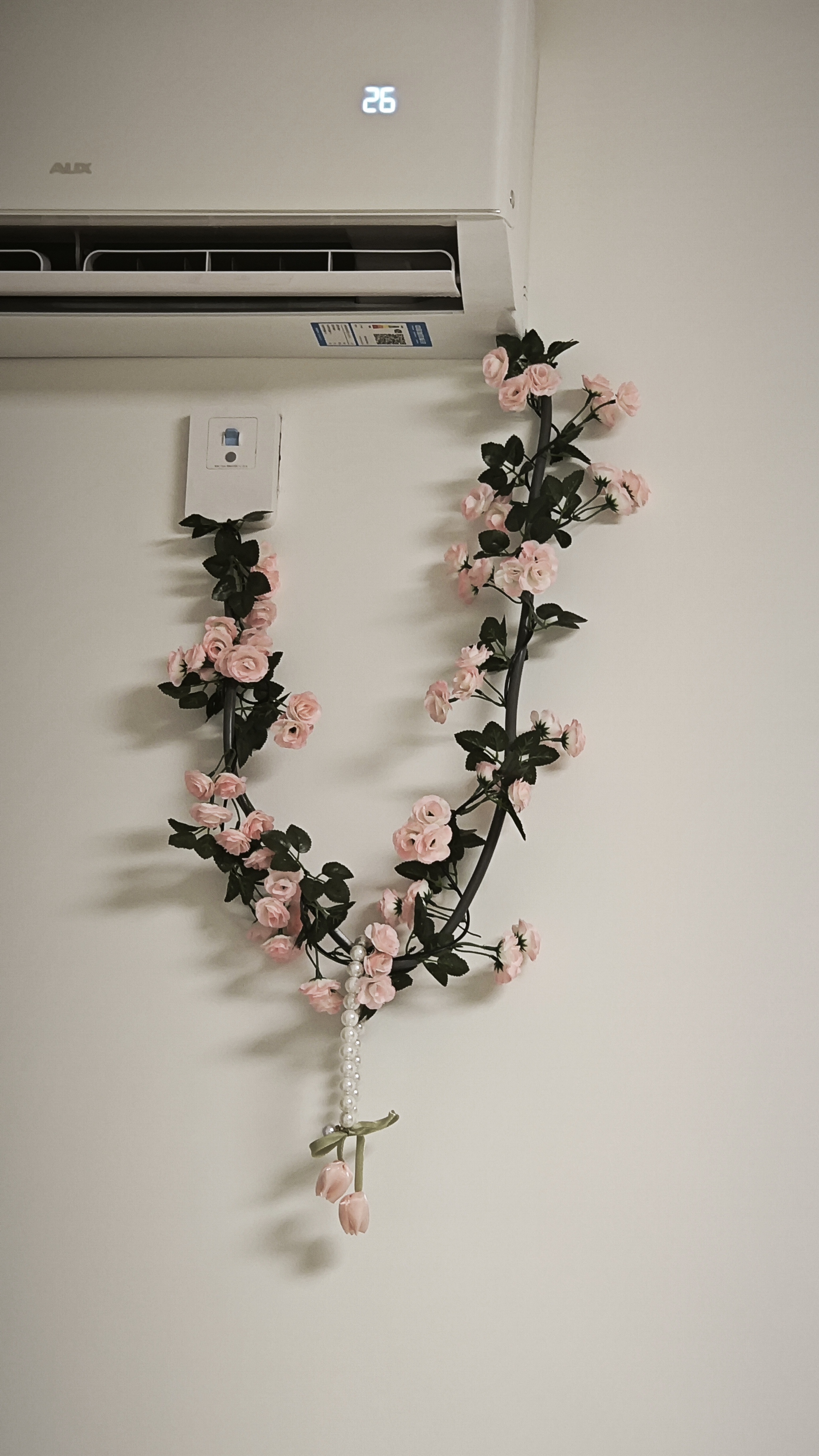 盛世泰堡 仿真玫瑰花藤绿植藤叶仿真花塑料花假花空调管道装饰69头粉色 实拍图