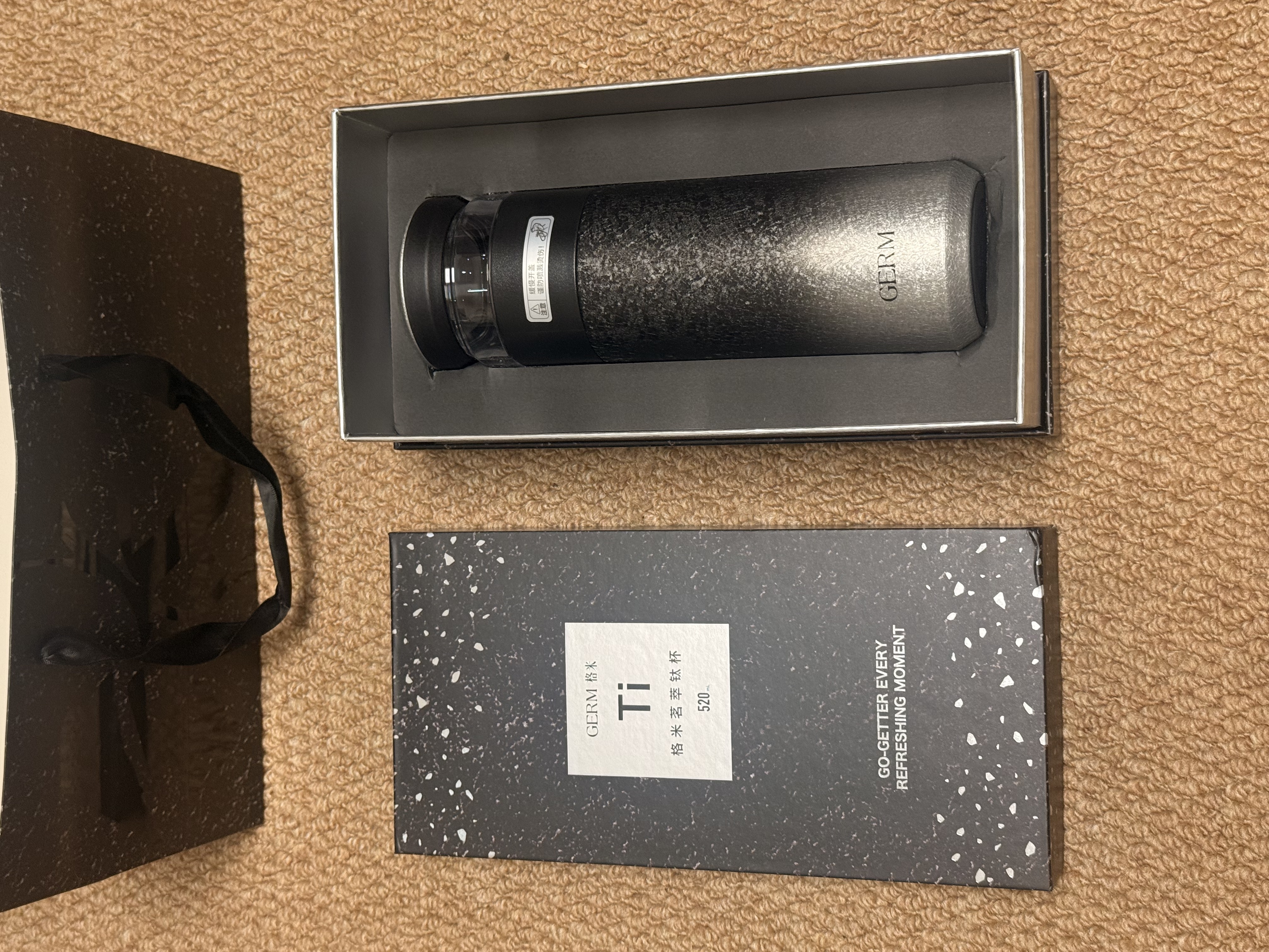 格米（germ）纯钛保温杯男女士高档养生水杯茶水分离泡茶杯送礼钛杯子520ML银 实拍图