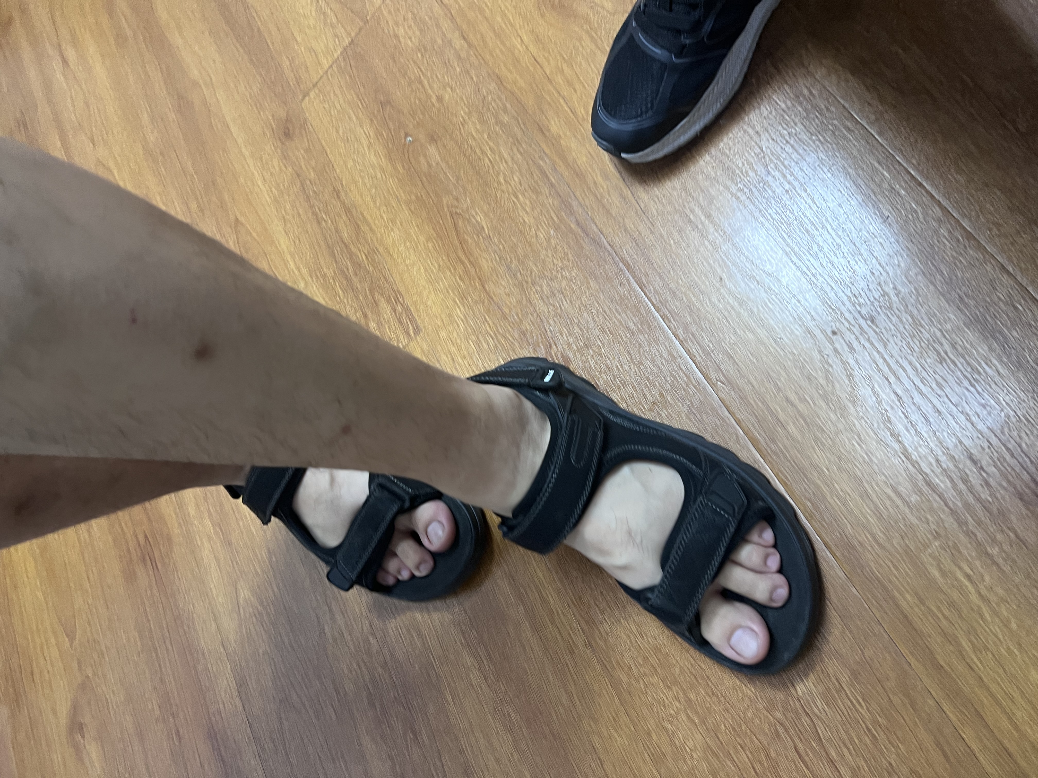 百丽男鞋魔术贴休闲凉鞋26新款舒适透气户外厚底沙滩鞋A2462BL6 黑 40 实拍图