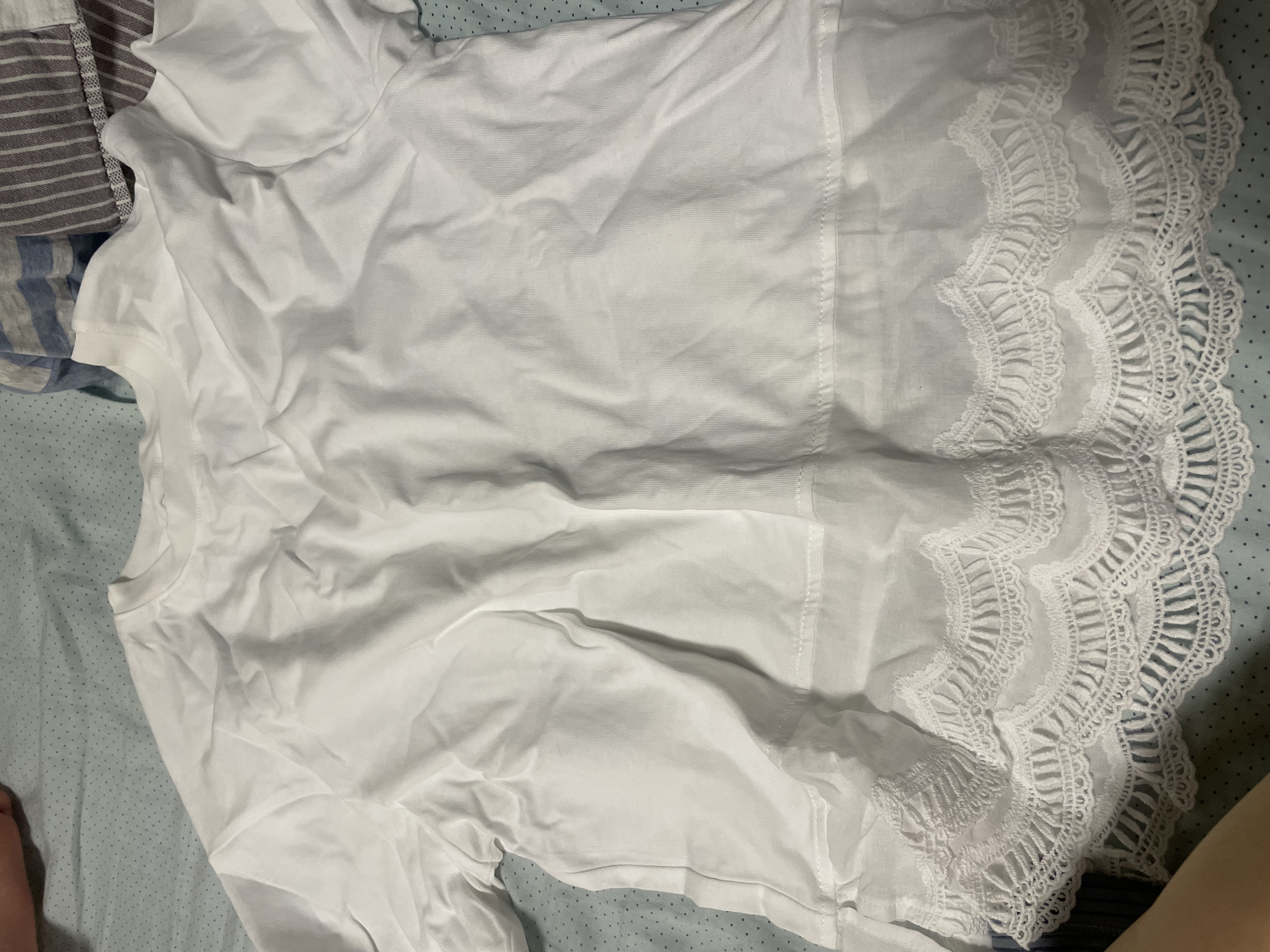 布丁哈鲁【100%棉】女童拼接花边下摆T恤秋季中大童休闲百搭纯棉长袖T恤潮 实拍图