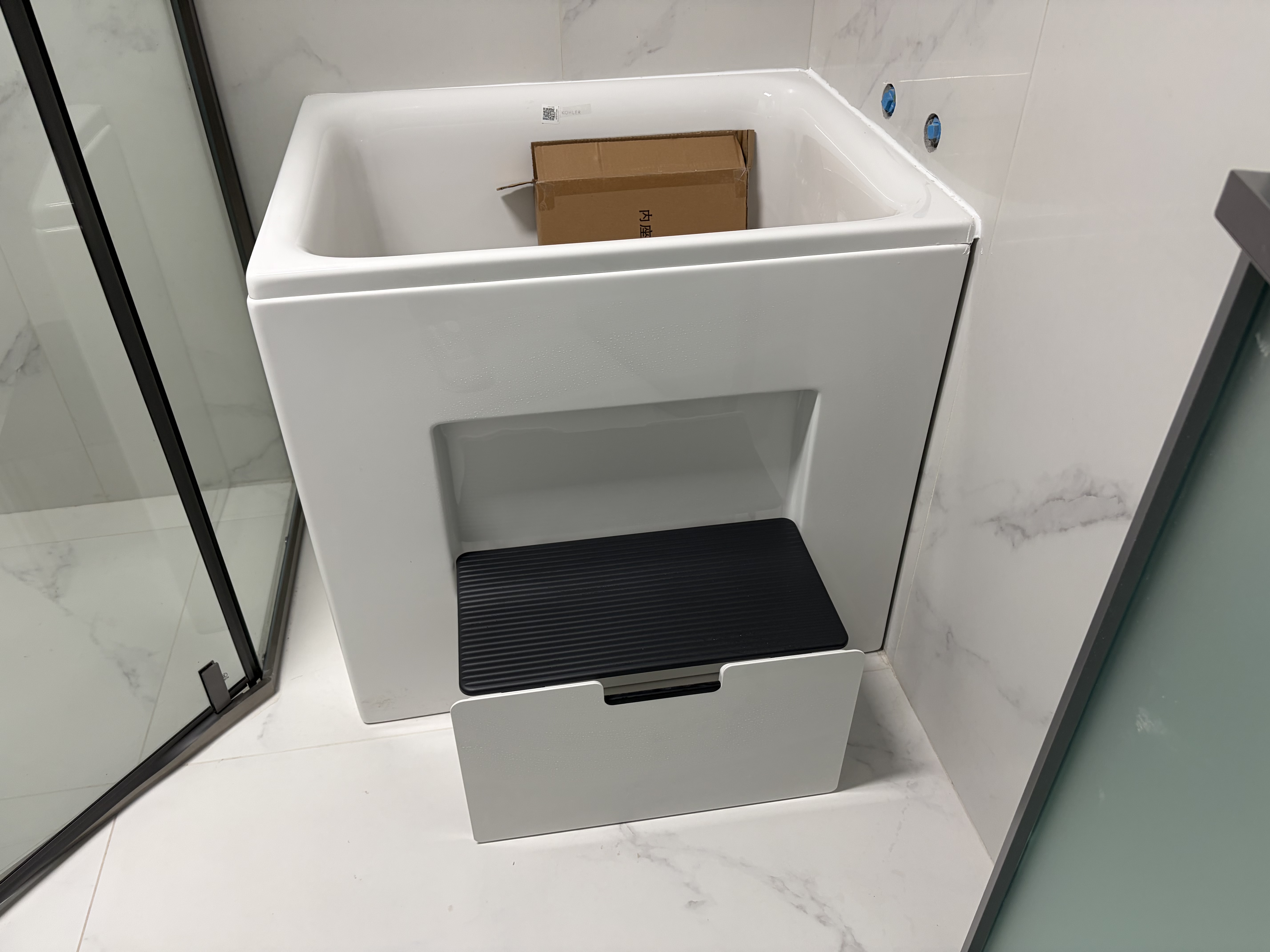 科勒（KOHLER） 浴缸家用浴室整体独立式浴缸希尔维亚克力浴缸泡澡亲子浴缸  右角位99014T(1300x800)1.3m 实拍图