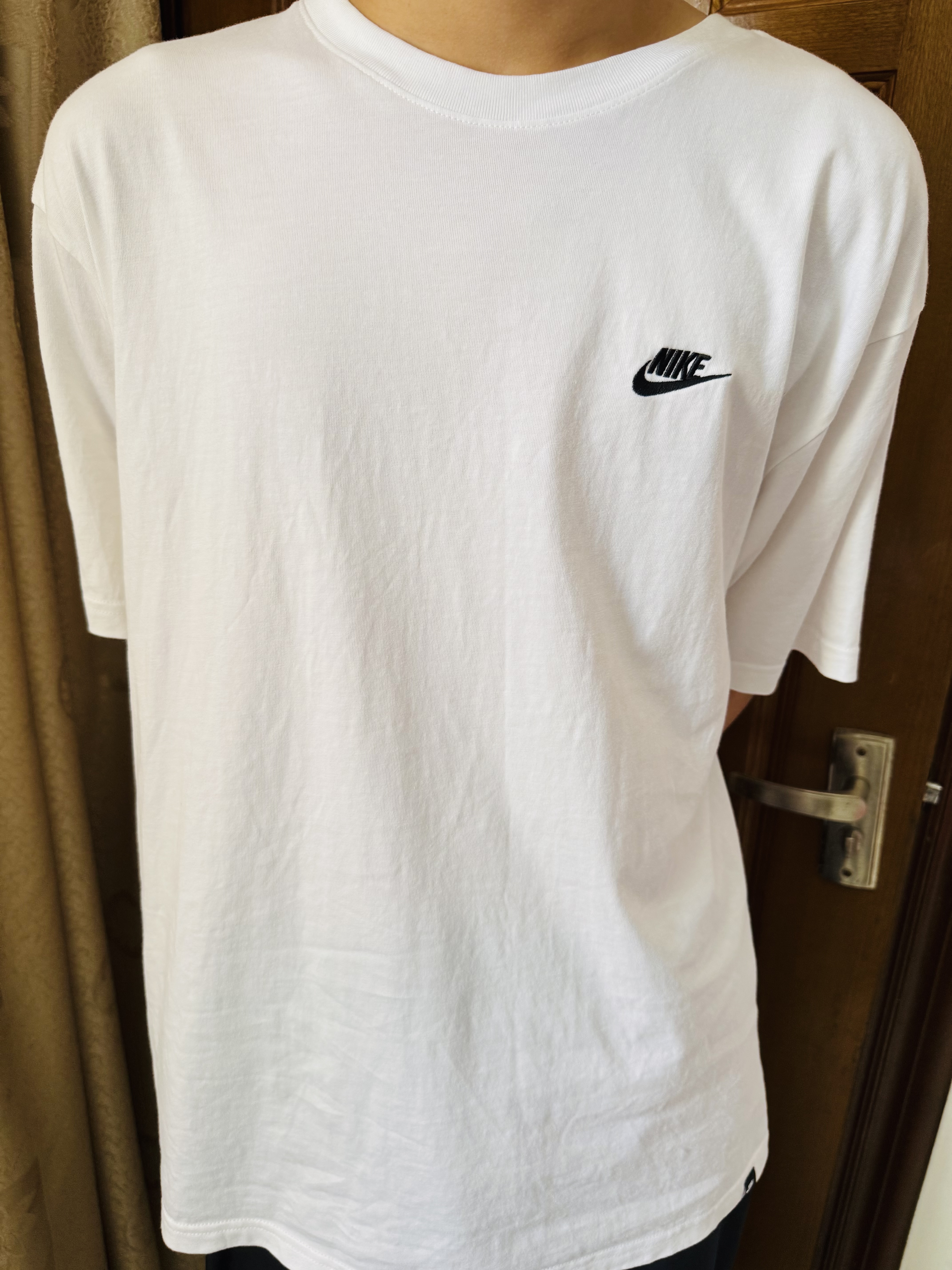 耐克(NIKE)春夏男短袖圆领T恤 纯棉 运动休闲 舒适百搭FV0376-100 白L 实拍图
