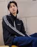 adidas休闲舒适三条纹立领夹克外套男装秋季阿迪达斯官方轻运动 黑色/白（推荐选大一码）   XL 实拍图