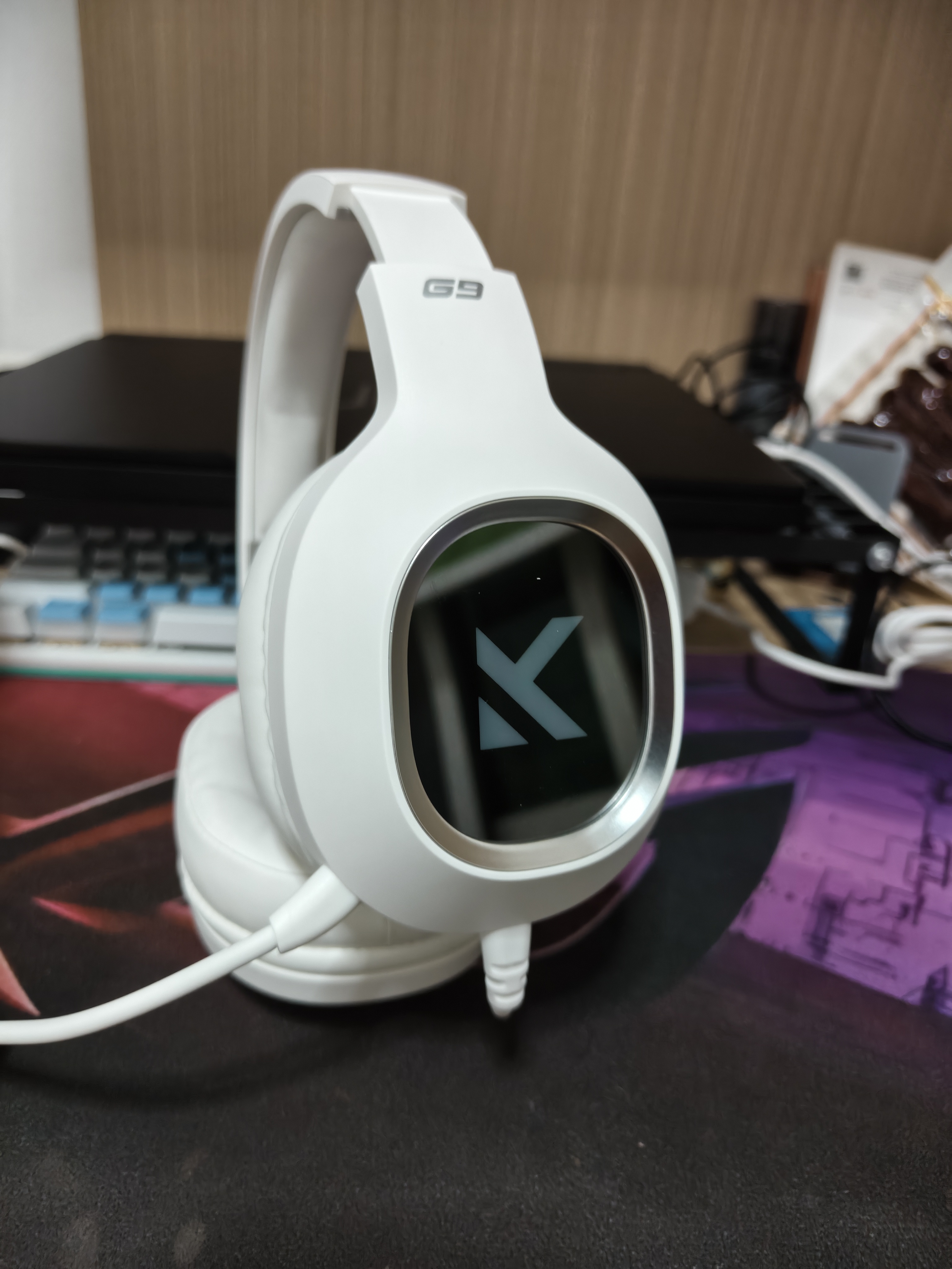 迈从（MCHOSE）G9Pro电竞游戏耳机头戴式电脑耳机电竞耳麦7.1声道四模蓝牙/有线/无线手机台式麦克风三角洲FPS G9 有线7.1版 白色 实拍图
