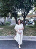 革曼孕妇装夏装宽松大码上衣遮肚子夏季裙子泡泡袖孕妇连衣裙夏天裙子 米白色 L(建议110-130斤) 实拍图