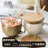品喻（PINYU）早餐杯燕麦杯大容量牛奶杯加厚玻璃杯麦片碗耐热家用400ml杯盖+勺 实拍图