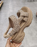 百丽（Belle）繁星亮片休闲凉鞋女2026夏新款商场同款厚底增高凉鞋F4A1DBL6 杏色 38 (240mm) 实拍图