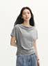 森马（Semir）陈都灵|短袖t恤女26夏短款一字肩荡领收腰氛围感上衣109326100005 实拍图