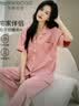 芬腾可安（FENTENGCARE）女士睡衣女夏季100%纯棉薄款短袖长裤开衫翻领可外穿家居服套装QH 实拍图