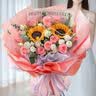 馨仪鲜花速递玫瑰向日葵康乃馨花束送女友老婆生日礼物同城配送 向日葵粉玫瑰混搭花束 实拍图