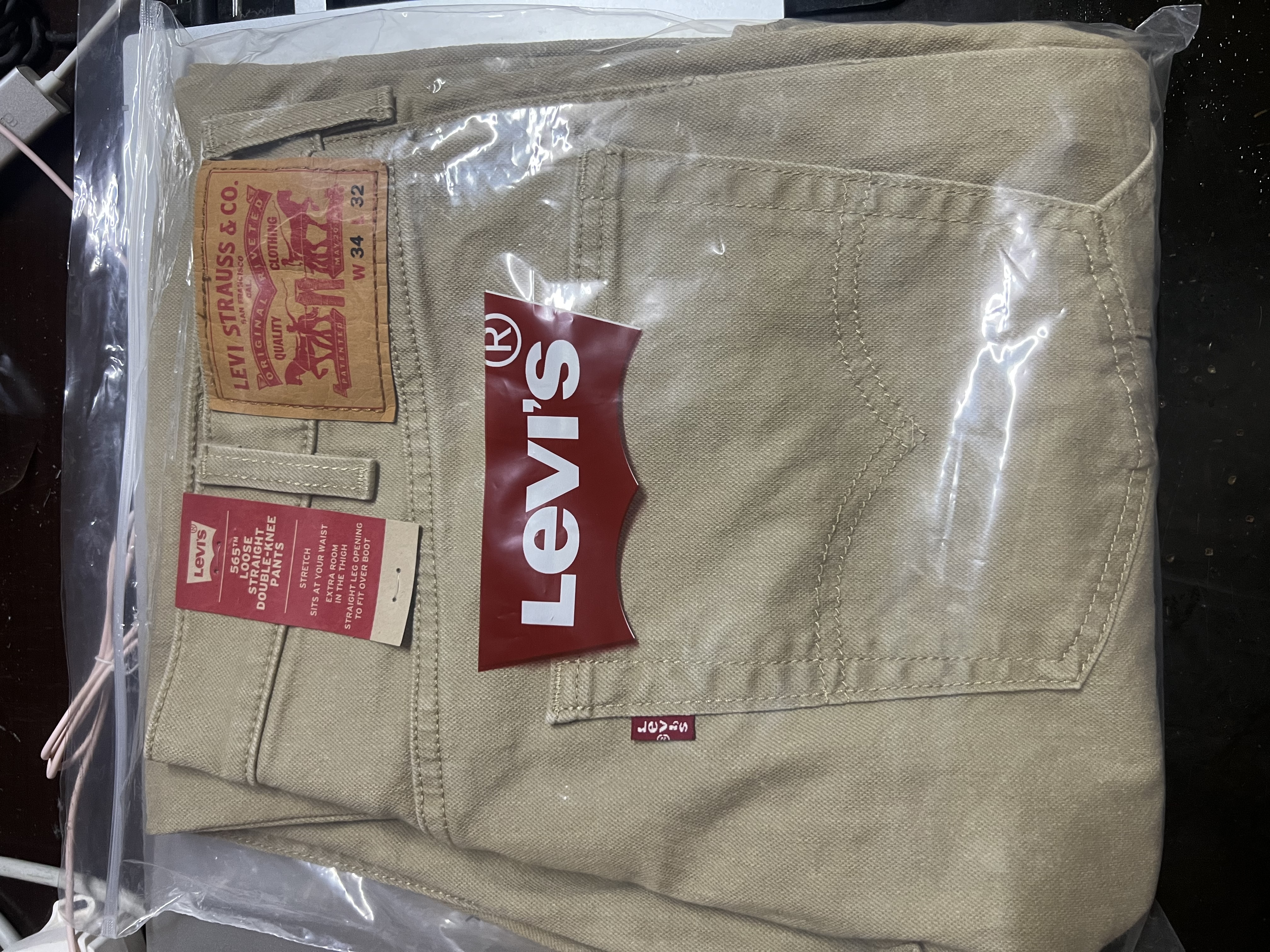 Levi's李维斯男士565宽松直筒工装美式复古简约通勤时尚休闲裤 卡其色 34 (32) 实拍图