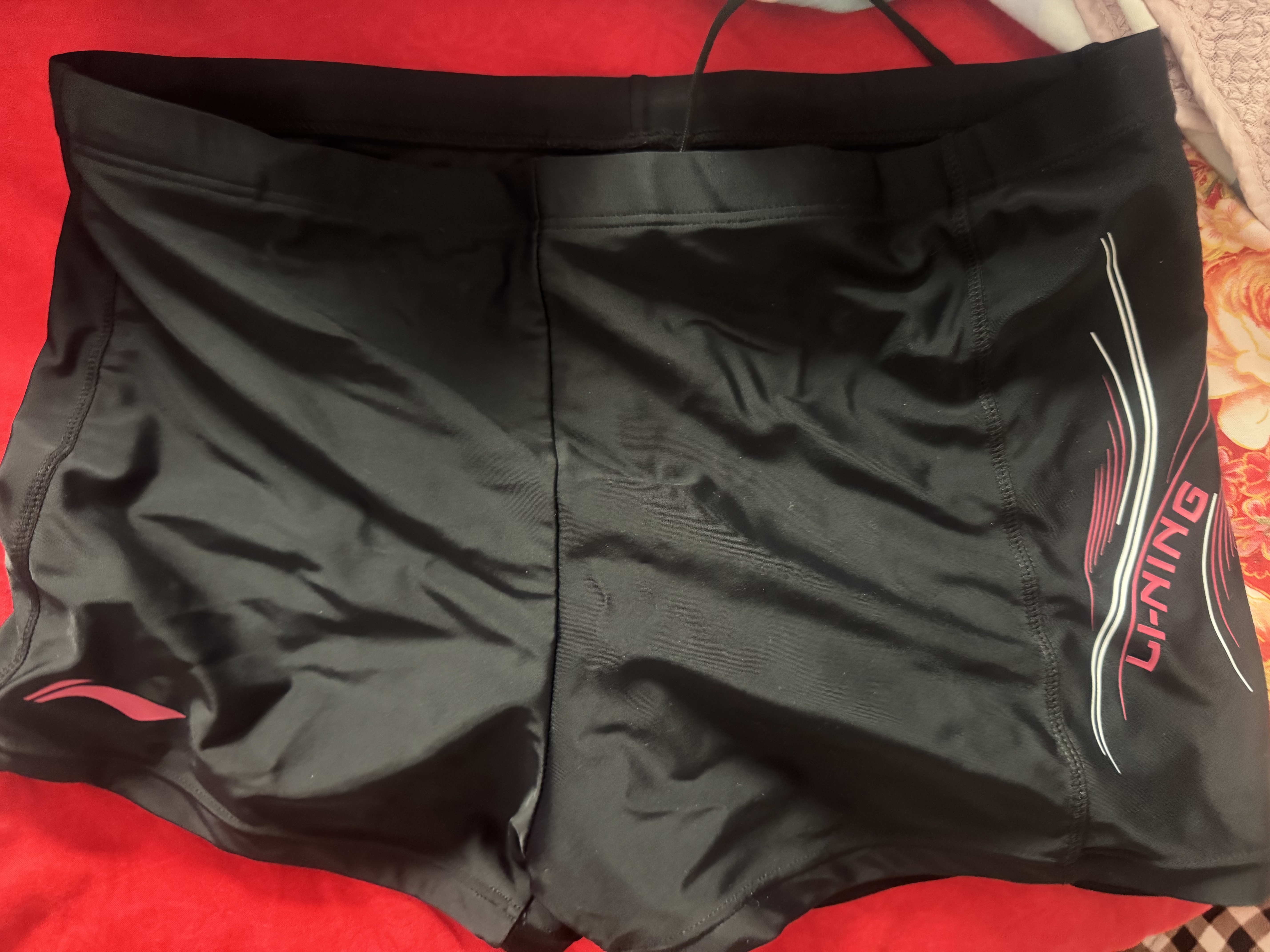 李宁（LI-NING）泳裤男士游泳裤泳帽套装温泉休闲度假沙滩裤布帽套装15-05黑色2XL 实拍图